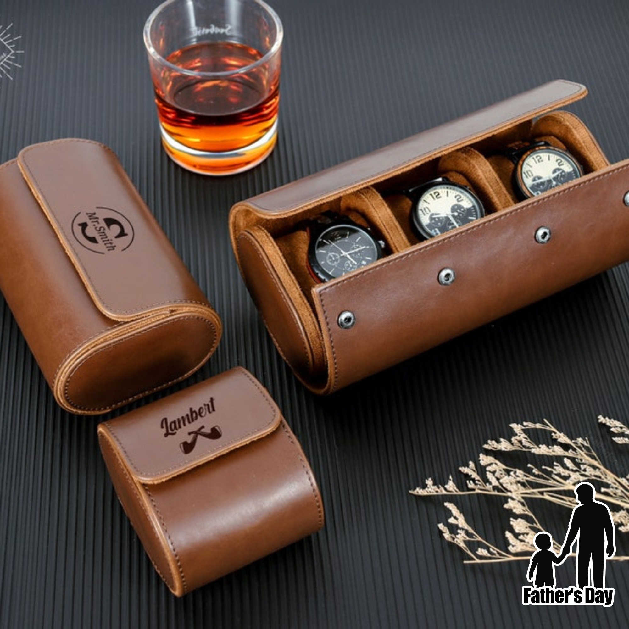 Custom Personalized Faux Leather Watch Box, Ideal Gift for Him